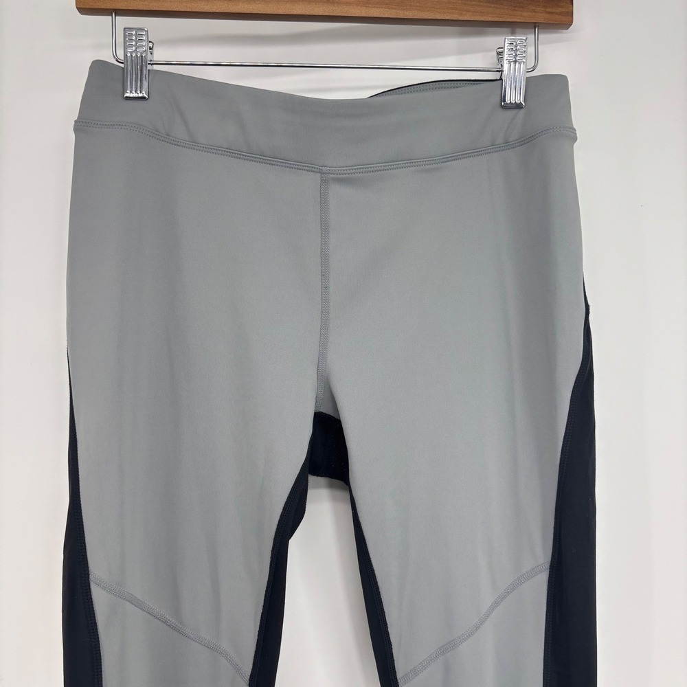 Athleta HOMESTRETCH RUN TIGHT Gray Colorblock Running Leggings Ankle Zip Medium - Picture 4 of 10